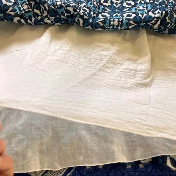 Alfani twin set lined midi skirt with top size 10 100% cotton blue floral office - Picture 7 of 7